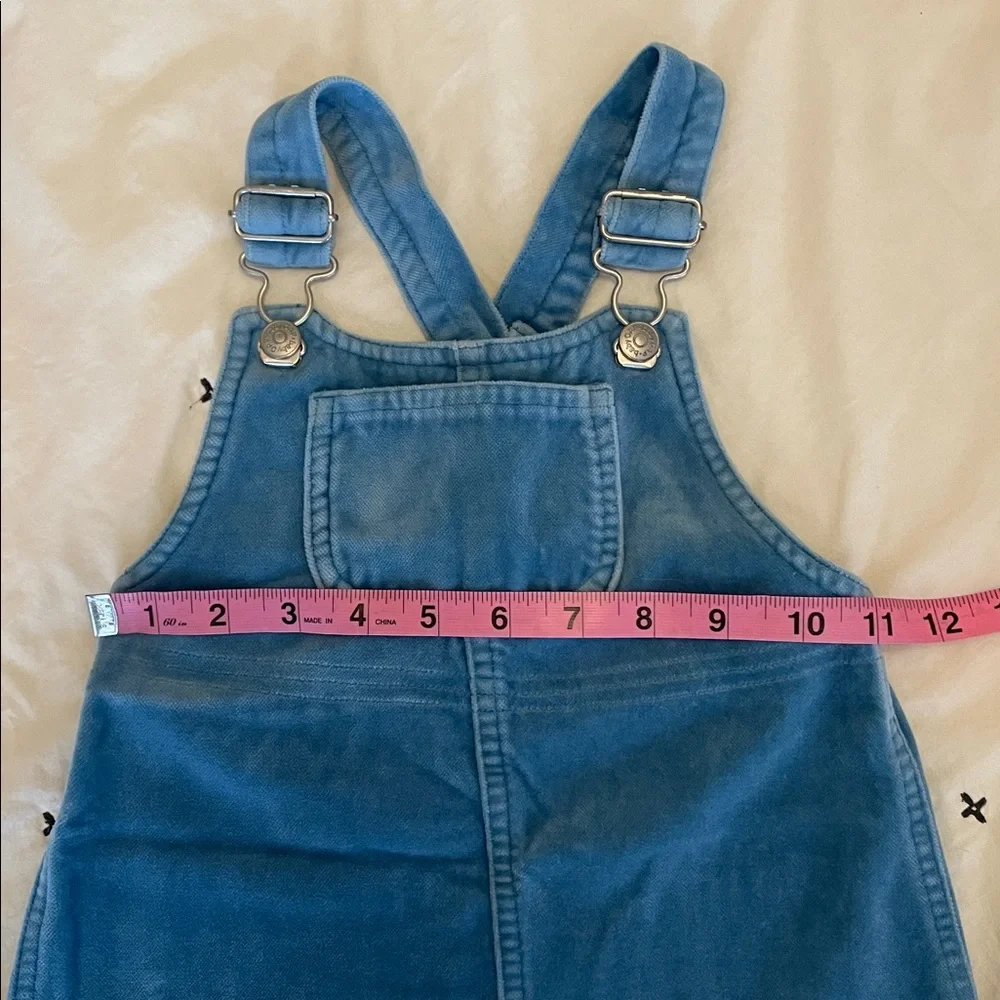 BABY GAP Kids Vintage 2002 Y2K Velvet Jumper Overall Dress in Blue Size 3T